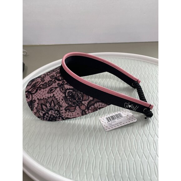 Glove it Rose Lace Visor Women OS Coil Pink Black Outdoor Golf Tennis Sporty NEW - Picture 2 of 6